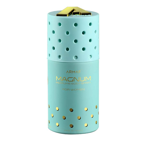 a blue container with gold dots