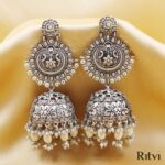 Chaitali Oxidised Jhumka Earring - Image 3