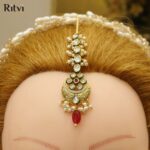 Ritvi Charvi Kundan Maang Tikka (Ruby) - Image 3