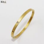 Elegant One Diamond Gold Bracelet For Women