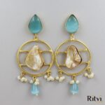 Fluid Stone Firozi Earrings - Image 2