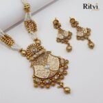 Ritvi Leana Mint Meena Gold Polish Necklace Set - Image 2