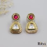 Ritvi Ishu Kundan Pendant with Earrings - Image 3