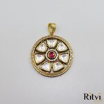 Ritvi Ishu Kundan Pendant with Earrings - Image 2