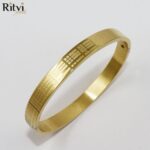 Leo Geometric Pattern Men Gold Bracelet