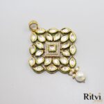 Ritvi Mohini Kundan Pendant with Earrings - Image 3