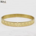 Om Dotted-Pattern Gold Men Bracelet - Image 2