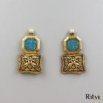 Oxidised Firozi Earrings - Image 3