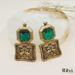 Oxidised Green Earrings - Image 2