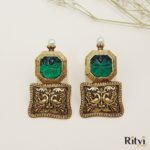 Oxidised Green Earrings