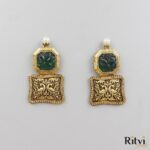 Oxidised Green Earrings - Image 3