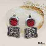 Oxidised Red Earrings - Image 2