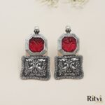 Oxidised Red Earrings