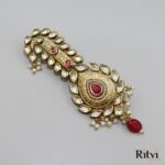 Akshay Gold Finished Pearl Kundan Kalgi Ruby - Image 2