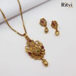 Ritvi Ayushree Ruby Gold Polish Pendant Set - Image 2