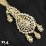 Ritvi Balwinder Gold Finished Pearl AD Kalgi - Image 2