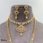 Ritvi Bhavini Gold Plated long & Short Necklace Set Combo - Image 2