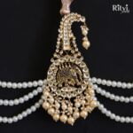 Ritvi Elephant Gold Finished Pearl Kundan Kalgi - Image 2