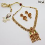 Ritvi Dholna Gold Rajwada Necklace Set - Image 2