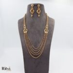 Ritvi Geetika Gold Long Necklace Set