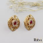 Ritvi Maya Antique Gold Studs (Ruby)