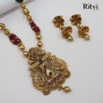 Ritvi Parvati Ruby Green Gold Polish Jhumka Pendant Set - Image 2