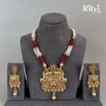 Ritvi Preet Ruby Gold Plating Necklace Set