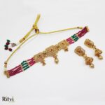 Ritvi Priyanshi Rajwada Gold Choker Set - Image 2