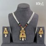 Ritvi Shae Ruby Green Gold Polish Pendant Set