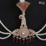 Ritvi Shrey Gold Finished Pearl Kundan Kalgi (Ruby) - Image 2