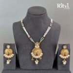Ritvi Shristhi Mint Meena Gold Polish Pendant Set