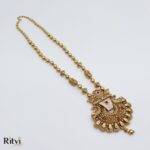 Ritvi Sitara Mint Meena Gold Long Necklace Set - Image 5