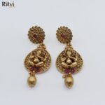 Ritvi Suvidhi Temple Gold Long Necklace Set (Ruby) - Image 4