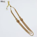 Ritvi Suvidhi Temple Gold Long Necklace Set (Ruby) - Image 3