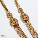 Ritvi Suvidhi Temple Gold Long Necklace Set (Ruby) - Image 2