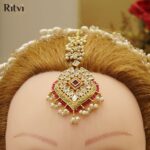Ritvi Shikha Kundan Maang Tikka (Ruby) - Image 3
