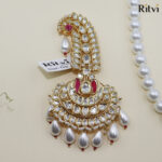 Ritvi Vedant Gold Finished Pearl Kundan Kalgi (Ruby)
