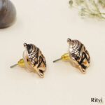 Buddha Gold Oxidised Earrings - Image 2