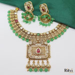 Kriya Antique Gold Necklace Set - Image 3