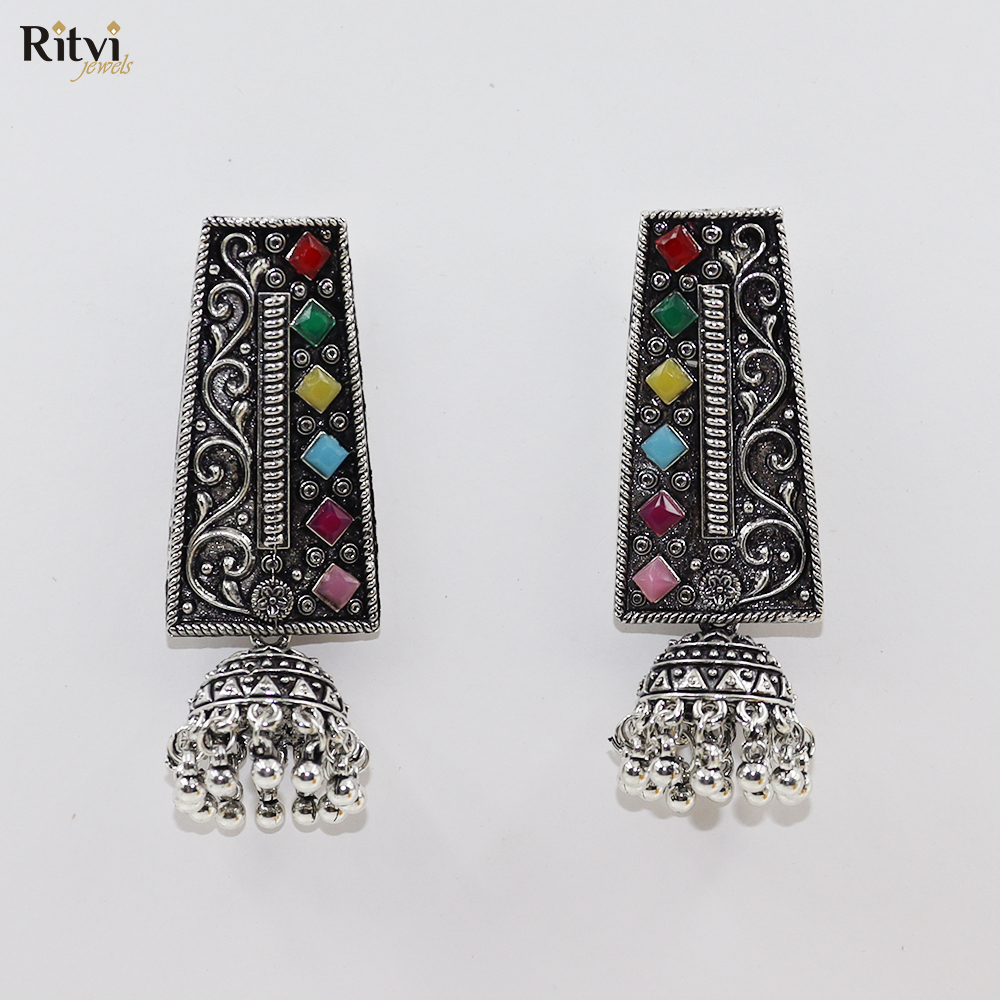 Rutva Oxidised Earrings