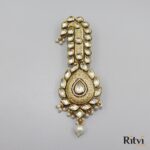 Ritvi Rahil Gold Finished Pearl Kundan Kalgi