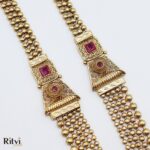 Ritvi Five Layer Gold Long Necklace Set (Ruby) - Image 4
