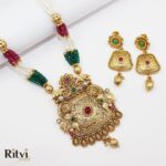 Ritvi Taapsee Ruby Green Gold Plating Necklace Set - Image 2