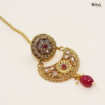 Ekani Rajwada Gold Maang Tikka With Borla