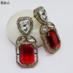 Regal Ruby Kundan Drop Earrings